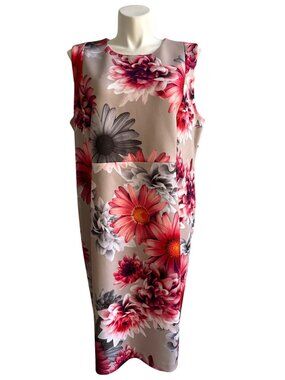 Calvin Klein Women's Multicolor Floral Sheath Dress, Sleeveless Size 22W